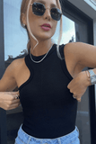 Blusa Cropped Regata Assimétrica Basic Slim Canelado Power Diana